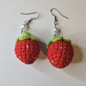 Cottagecore Garden Strawberry Knited Earrings